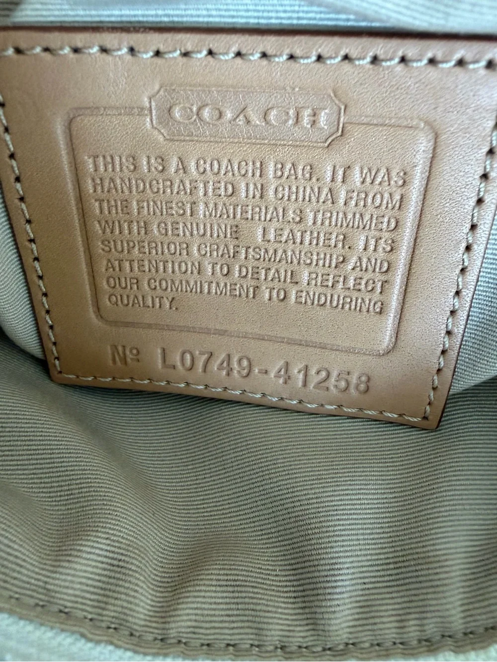 Coach Hampton Op Art 41258 North South Swingpack Crossbody Tan Cream